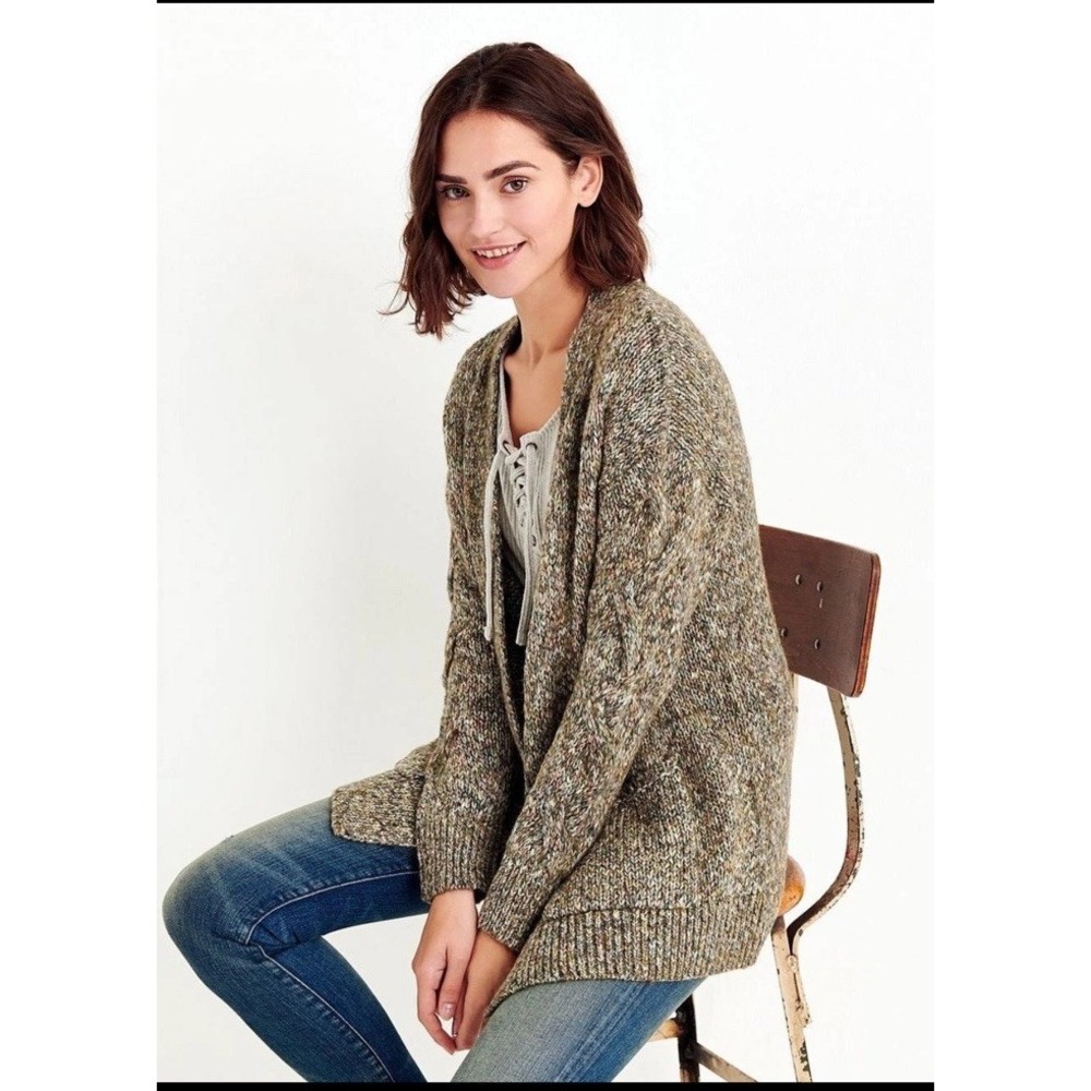 Lucky Brand Chunky Knit Longline Oversized Open Front Cardigan Women's Size S